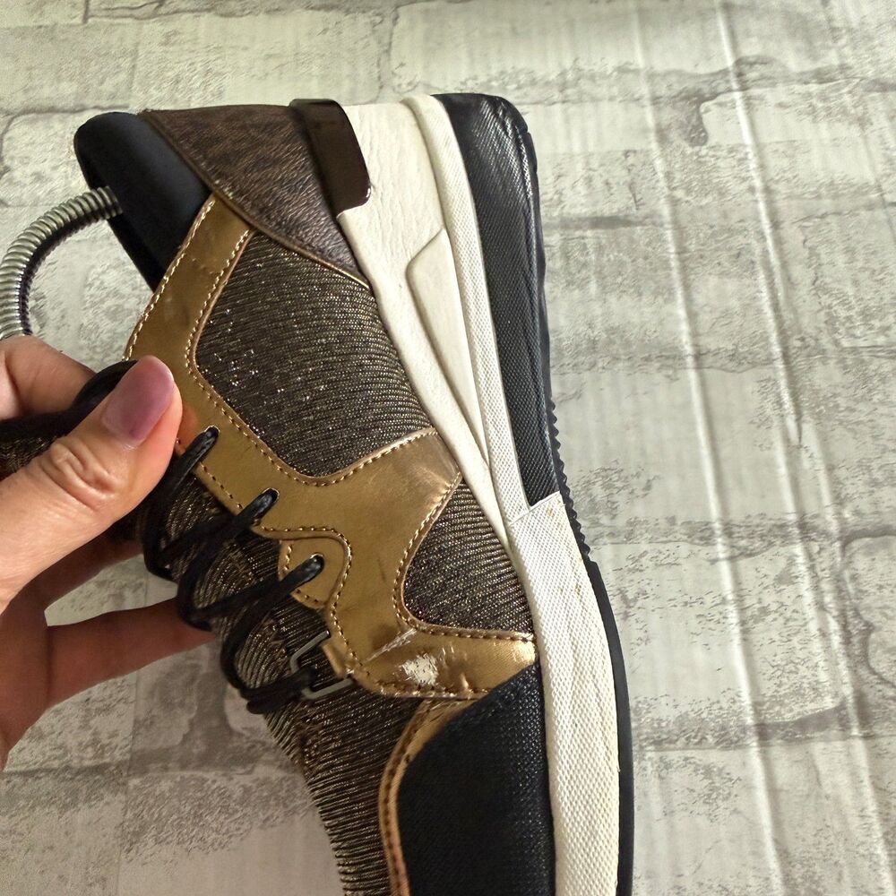 Michael Kors Liv Logo Mixed-Media Trainer Platform Wedge Fashion Sneaker Flaws 9 - Picture 9 of 10